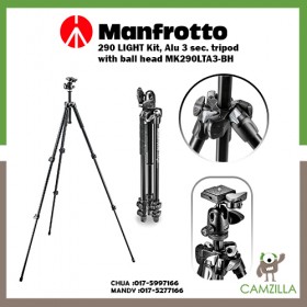 Manfrotto 290 LIGHT Kit, Alu 3 sec. tripod with ball head MK290LTA3-BH